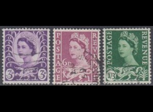 GB-Wales Mi.Nr. 1-3x Freim.Königin Elisabeth II (3 Werte)