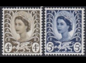 GB-Wales Mi.Nr. 9-10 Freim.Königin Elisabeth II (2 Werte)