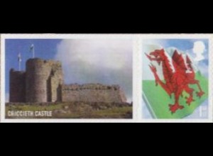 GB-Wales Mi.Nr. 107Zf Freim.Flagge (1st Zierfeld Criccieth Castle)