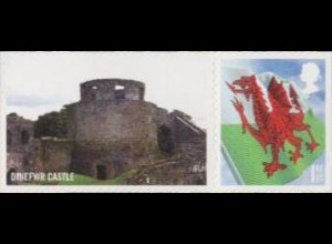 GB-Wales Mi.Nr. 107Zf Freim.Flagge (1st Zierfeld Dinefwr Castle)