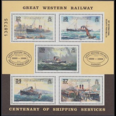 Guernsey Mi.Nr. Block 5 100Jahre Schifffahrtslinie Weymouth-Kanalinseln