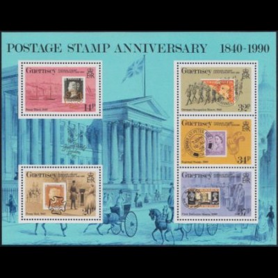 Guernsey Mi.Nr. Block 6 150Jahre Briefmarken, Abbildg.div. Marken