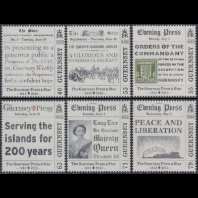 Guernsey Mi.Nr. 1429-34 200J.Tageszeitung The Guernsey Press and Star (6 Werte)