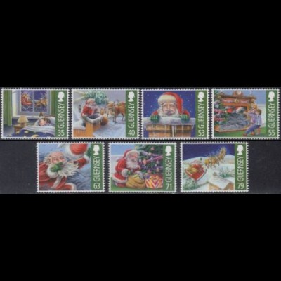 Guernsey Mi.Nr. 1448-54 Weihnachten, Weihnachtsmann im Kamin (7 Werte)