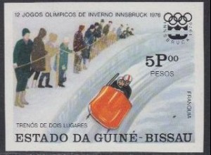 Guinea-Bissau Mi.Nr. 406B Olympia 1976 Innsbruck, Zweierbob (5,00)