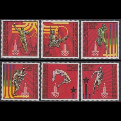 Guinea-Bissau Mi.Nr. 554-59A Olympische Sommerspiele Moskau (6 Werte)