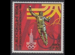 Guinea-Bissau Mi.Nr. 554A Olympische Sommerspiele Moskau, Kugelstoßen (3,50)