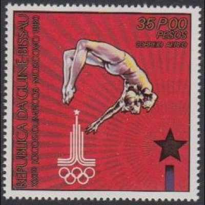 Guinea-Bissau Mi.Nr. 558A Olympische Sommerspiele Moskau, Turnen (35,00)