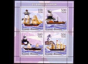 Guinea-Bissau Mi.Nr. Klbg.3311-14 Leuchttuerme + Dampfsegelschiffe (m.1x3311-14)