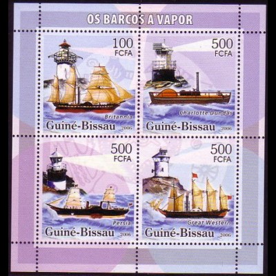 Guinea-Bissau Mi.Nr. Klbg.3311-14 Leuchttuerme + Dampfsegelschiffe (m.1x3311-14)