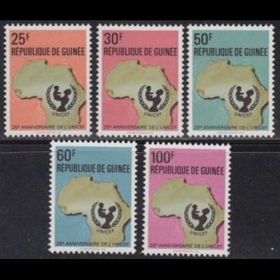 Guinea Mi.Nr. 592-96A 25J. UNICEF (5 Werte)
