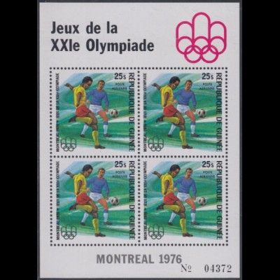 Guinea Mi.Nr. Block 45A Olympia 1976 Montreal, Fußball 