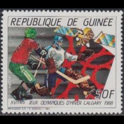 Guinea Mi.Nr. 1155A Olympia 1988 Calgary, Eishockey (50)