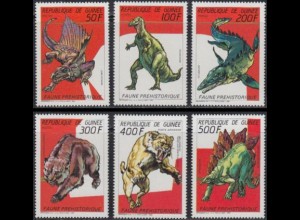 Guinea Mi.Nr. 1166-71A Prähistorische Tiere (6 Werte)
