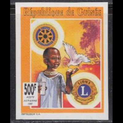 Guinea Mi.Nr. 1347B Kind, Lions- u. Rotary-Embleme, Taube (500)