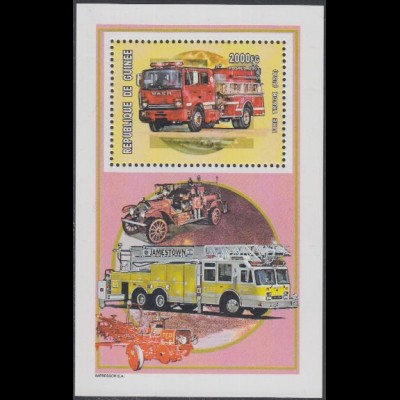 Guinea Mi.Nr. 3318 (Block) Geschichte der Feuerwehr (2000 FG)