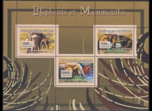 Guinea Mi.Nr. Klbg.4692-94 Elefanten und Mammut 