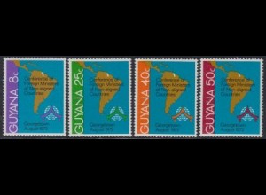 Guyana Mi.Nr. 422-25 Außenministerkonf.neutr.Länder, Karte Südamerikas (4 Werte)