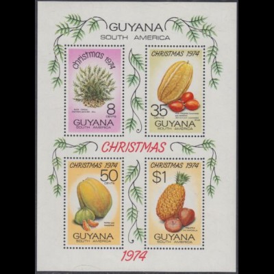 Guyana Mi.Nr. Block 2 Weihnachten, Früchte 