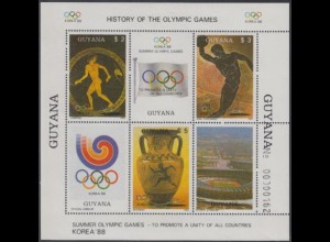 Guyana Mi.Nr. Block 20 Olympia 1988 Seoul, griechische Darstellungen 