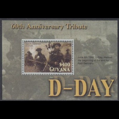 Guyana Mi.Nr. Block 778 Landung der Alliierten in Normandie, Kanadier Dudelsack 