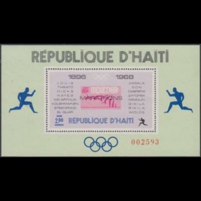 Haiti Mi.Nr. Block 37 Marathonsieger versch.Olymp., Markenabb.Mexiko MiNr.1241