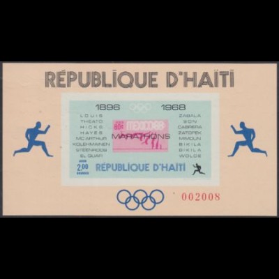 Haiti Mi.Nr. Block 38 Marathonsieger versch.Olymp., Markenabb.Mexiko MiNr.1241