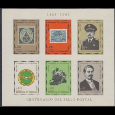 Honduras Mi.Nr. Block 8A 100Jahre Briefmarken in Honduras