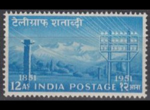 Indien Mi.Nr. 231 100Jahre ind.Telegraphie, Leitungen 1851 und 1951 (12)