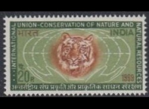 Indien Mi.Nr. 489 Internat.Union für den Naturschutz, Globus, Tigerkopf (20)