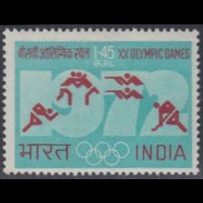 Indien Mi.Nr. 539 Olympia 1972 München, Pictogramme u.a.Hockey, Schießen (1,45)
