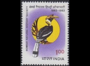 Indien Mi.Nr. 960 100Jahre Naturgeschichtl.Ges.v.Bombay, Doppelhornvogel (1,00)