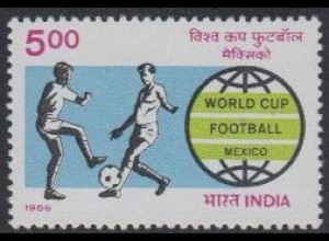 Indien Mi.Nr. 1058 Fußball-WM Mexiko (5,00)