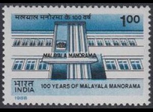 Indien Mi.Nr. 1152 100Jahre Zeitung Malayala Manorama (1,00)
