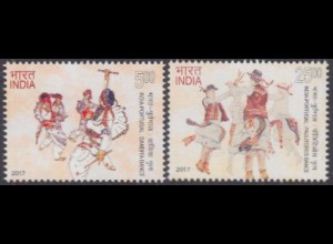 Indien MiNr. 3085-86A Freundschaft mit Portugal, Traditionelle Stocktänze (2 W.)