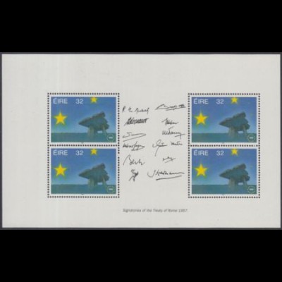 Irland Mi.Nr. H-Blatt m.4x810 Europ.Binnenmarkt (a.Blattrand:Unterschriften)