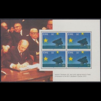 Irland Mi.Nr. H-Blatt m.4x810 Europ.Binnenmarkt (a.Blattrand:Irlands Beitritt)