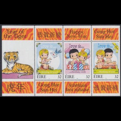 Irland Mi.Nr. Block 26 Grußmarken, Cartoon-Serie Liebe ist .., Jahr des Tigers