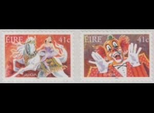 Irland Mi.Nr. 1434-35 Europa 02, Zirkus, Clown, Kunstreiterin, skl. (2 Werte)