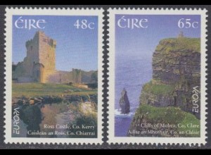Irland Mi.Nr. 1581-82 Europa 04, Ferien, Burg, Klippen (2 Werte)