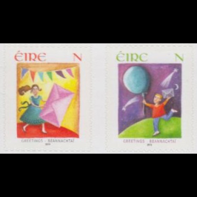 Irland Mi.Nr. 2040-41 Grußmarken, Mädchen und Junge mit Brief, skl. (2 Werte)