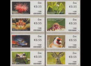 Irland ATM Sonderdrucke Mi.Nr. 23-30So Tiere,u.a.Frosch,Stieglitz,Hirsch,skl(8W)