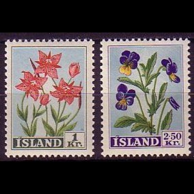 Island Mi.Nr. 323-24 Freim. Blumen (2 Werte)