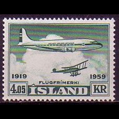 Island Mi.Nr. 334 Luftverkehr, Flugzeuge Douglas DC-4 + Avro 504 K (4,05)