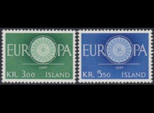 Island Mi.Nr. 343-44 Europa 60, "O" als Wagenrad (2 Werte)