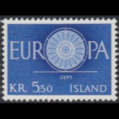 Island Mi.Nr. 344 Europa 60, "O" als Wagenrad (5,50)