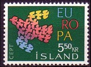 Island Mi.Nr. 354 Europa 61, Tauben (5,50)