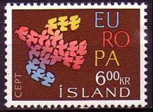 Island Mi.Nr. 355 Europa 61, Tauben (6)