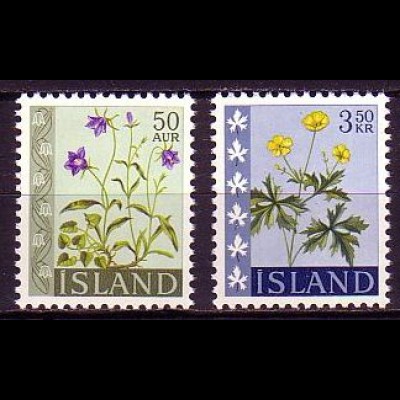 Island Mi.Nr. 359-60 Freim. Blumen (2 Werte)