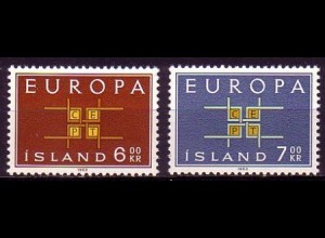 Island Mi.Nr. 373-74 Europa 63, Buchstaben CEPT in Ornament (2 Werte)